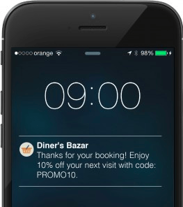 Diner's Bazar SMS notification