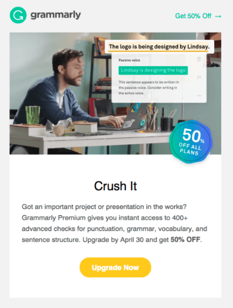 Upsell offer from Grammarly