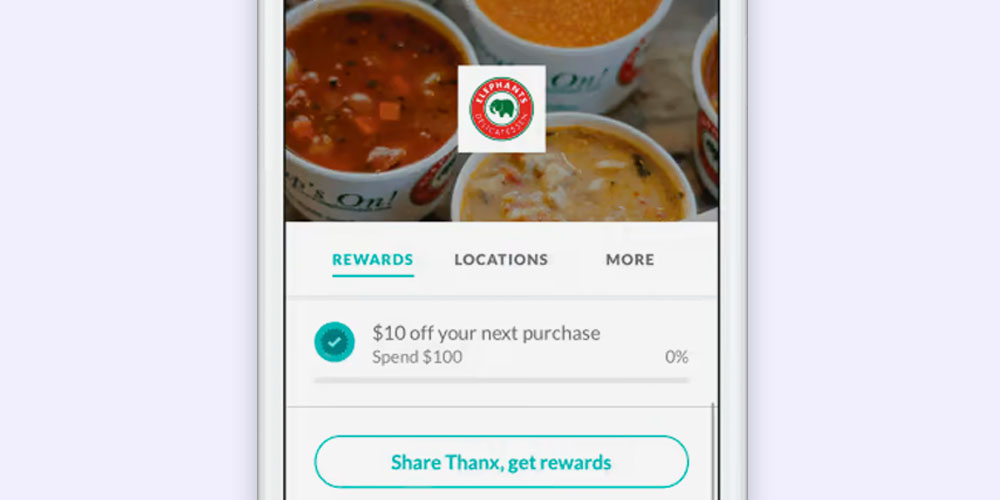 Screenshot of an example attainable loyalty program reward for restaurants